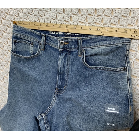 Eddie Bauer Jeans Mens Size 33x32  Blue Denim Straight Fit Pockets Stretch  New - Picture 6 of 12